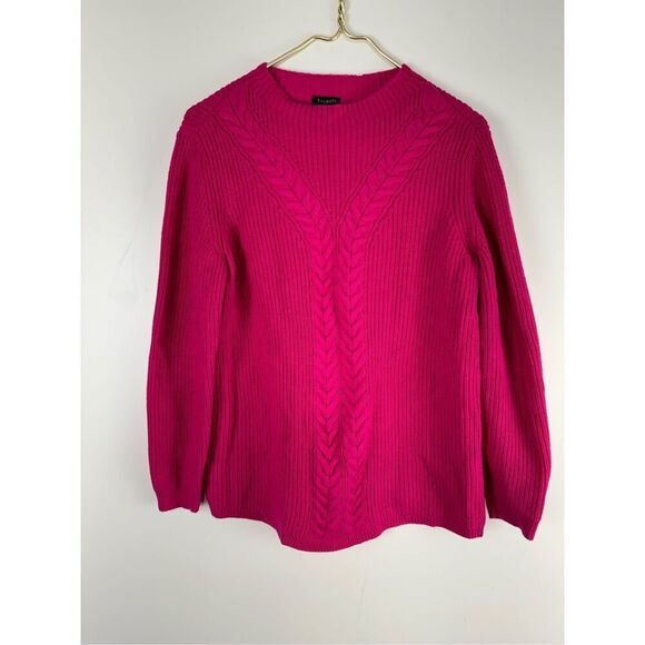 Talbots Women's Long Sleeve Cable Knit Pullover Sweater Pink Size Large - Picture 1 of 5